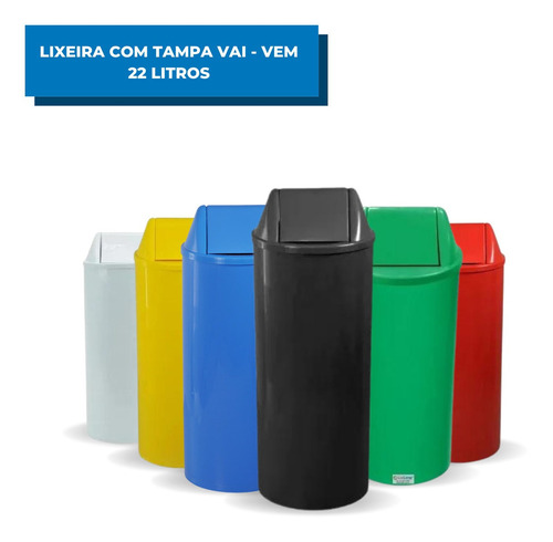 Cesto Lixeira Plástica Tampa Vai - Vem Basculante 22l Cor Vermelho