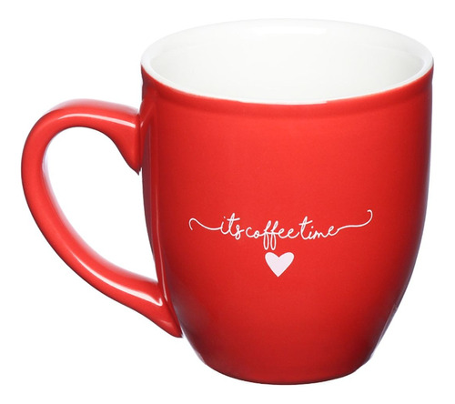 Caneca De Cerâmica Multiuso Hora Do Café Vermelho 300 Ml