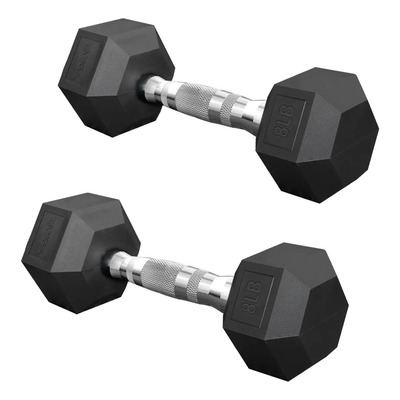 Par Mancuernas Pesas Hexagonales 8lb\u002F3.63kgc\u002Fu Pvc Gym Negro | Envío gratis