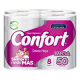 Papel Higiénico Confort 50 Metros 8 Rollos Doble Hoja 