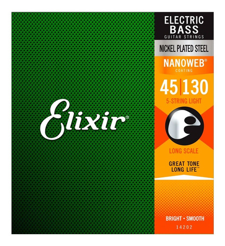 Elixir 14202 Cuerdas Para Bajo Eléctrico 45-130 Escala Larga