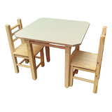 Mesa Infantil Tampo Mdf Com 2 Cadeiras De Madeira De Pinus