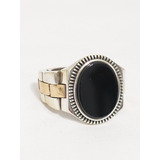 Anillo Plata Onix Negro Caballero Talla 10.5