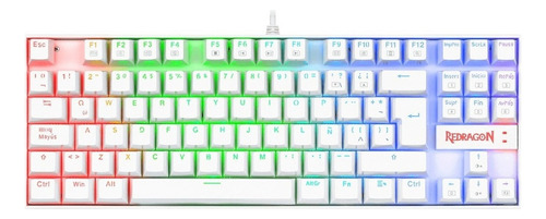 Teclado Gamer Redragon Kumara K552 Qwerty Inglés Us Color Blanco Con Luz Rainbow