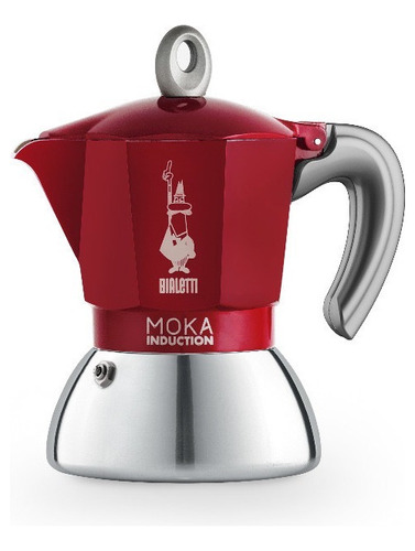 Cafetera Bialetti Moka Induction 6 Taza Manual Roja