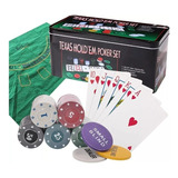 Set Poker Juego De Mesa 200 Fichas + Naipes Y Mantel