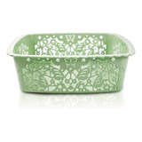 Cesto Organizador Polipropileno Floral Verde 24,8x7,8x24,8cm