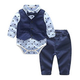 Baby Blue Trajes Set Manga Larga Casual Onesie Vestido Camis