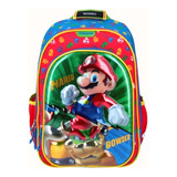 Mochila Browser Mario Bros Escolar Primaria Original Chenson Niño Metalizada Videojuego Luigy Super Mario Oferta