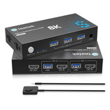 Conmutador Kvm Hdmi 8k 1 Monitores 2 Ordenadores, 3 Con...