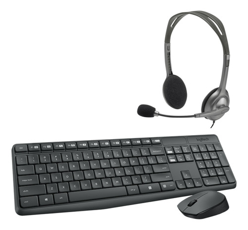 Combo Teclado Mouse Inalambrico Auriculares Logitech Mk 235