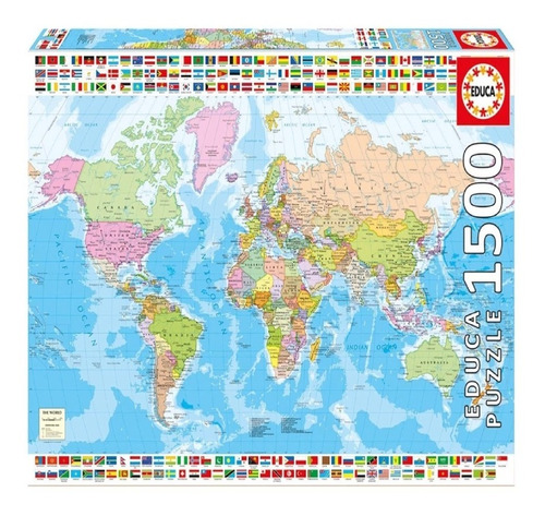 Puzzle Rompecabeza 1500 Pzas Mapamundi Político Educa 18500