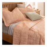 Cubrecama 2 Plazas Queen Size Reversible Estampado Trepadora Color Rosa Natural