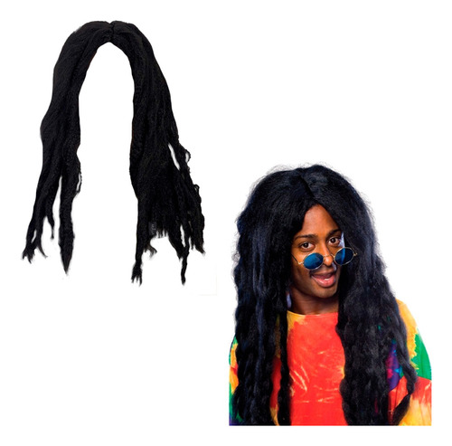 Peluca Rasta Rastafari Hippie Negra Cotillon Disfraz Fiesta 