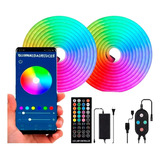 Kit 10mts Tira Neón Led Rgb Manguera Luces Bluetooth Audio