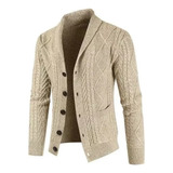 Men's Cardigan C Knitting Jacket With Lapel