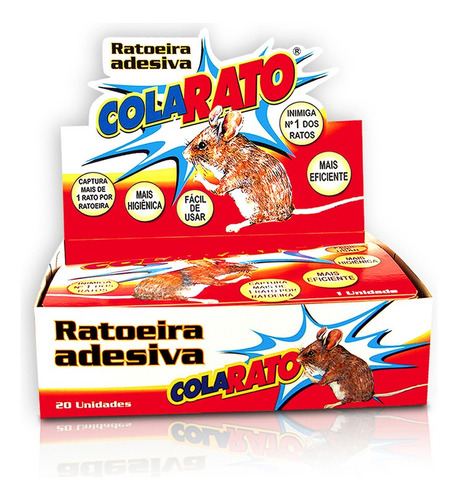 Caixa C/ 20 Ratoeiras Adesivas Cola Rato Armadilha Pega Rato