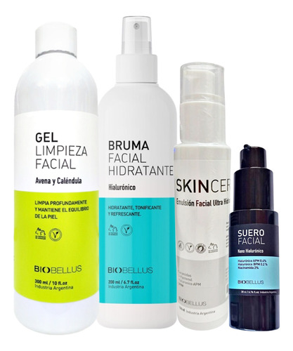 Kit Facial Rostro Biobellus 4 Productos Gel Avena Caléndula