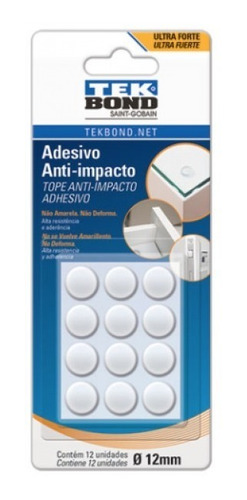 Anti Impacto Pequeño Redondo 12mm X 12 Unidades Tek Bond