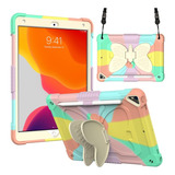 Funda Para iPad 7 8 Y 9 De 10.2 Uso Rudo + Correa Mariposa 