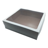 20 Caixas Kraft Com Visor De Presente 20x20x7cm Quadrada 