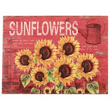 Cartel Metálico Vintage Girasoles Decorativo 