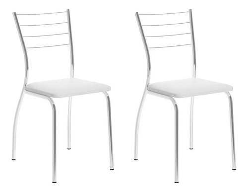Kit 2 Cadeiras Cozinha 1700 2 Un Cromada/branco-carraro