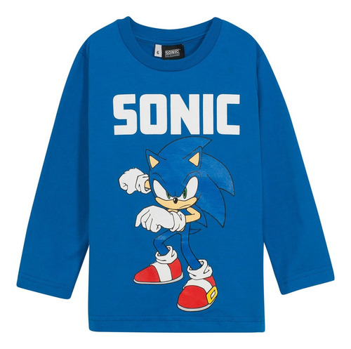 Remera Niños Manga Larga Sonic Licencia Original