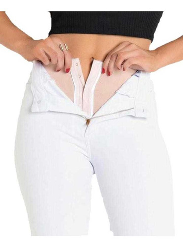 Calça Jeans Feminina Jeans Branca Cintura Alta Cinta Modela