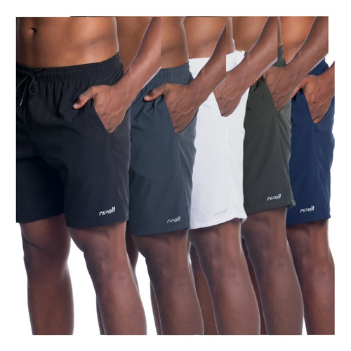 Kit 5 Bermuda Short Masculino Tactel Treino Academia Corrida