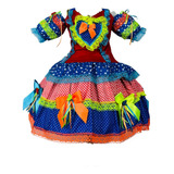 Vestido Festa Junina Lig Lig Bebês Poliéster Curto.