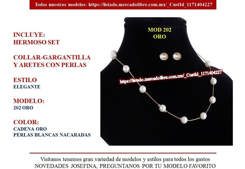Set 202) Joyería Conjunto Collar Gargantilla Aretes / Oro