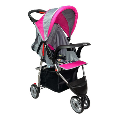 Trendy Kids Carriola 3 Llantas Jet 2 Charolas Rosa Plateado
