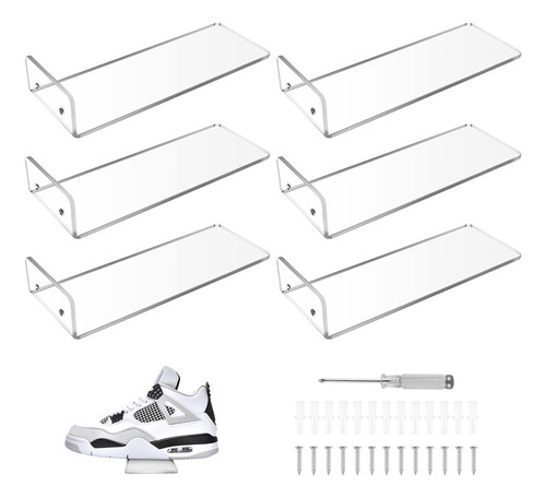 Paquete De 6 Estantes Flotantes Acrílicos Para Zapatillas, T