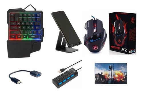 Kit Gamer Teclado One Hand E Mouse + Kit Cell  Para iPhone