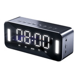 Reloj Despertador Digital Luz Espejo Con Bocina Bluetooth