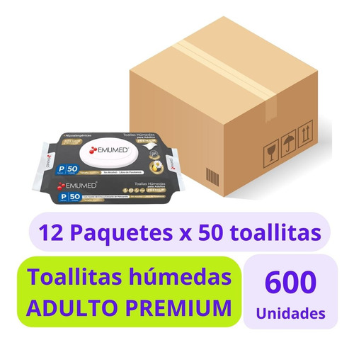 Emumed Premium Toallitas Húmedas Adulto 12x50uds