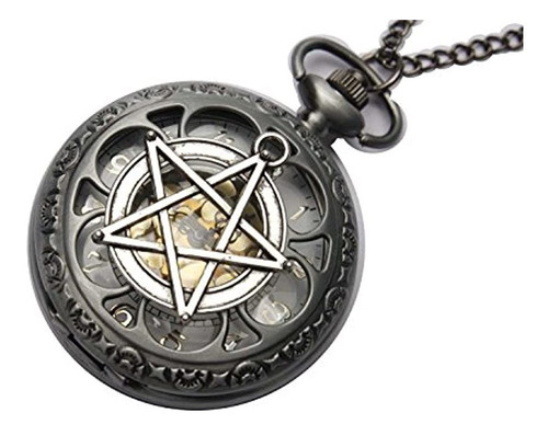 Pentagram Wicca De La Reloj De Bolsillo Collar Pagan