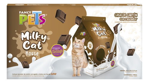 Casa De Carton Para Gato Con Rascador Y Catnip / Chocolate