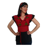 Camisa Blusa Mexicana Coco Fiesta Mexicana Bordada Boho