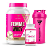 Kit Whey Feminino + Colágeno Hidrolisado + Coqueteleira Rosa