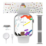 Relógio Smartwatch W29 Pro Serie 9  Pulseira Película Case Cor Da Caixa Prata Cor Da Pulseira Prata Desenho Da Pulseira Silicone