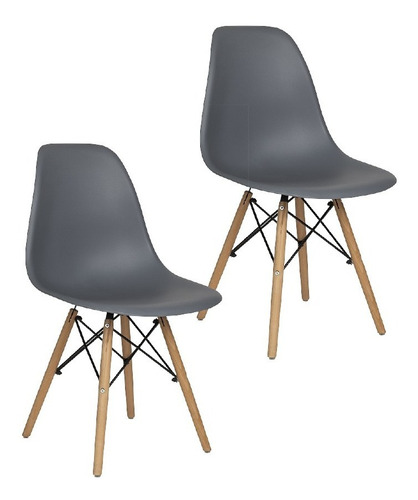 Set De 2 Sillas Holly Estilo Eames Comedor Color Gris