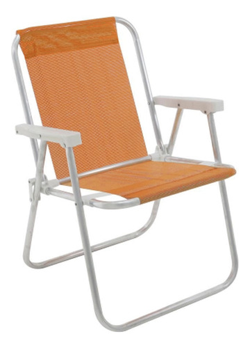 Cadeira De Praia Alta Lazy Sannet Aluminio Cor Laranja Bel