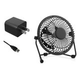 Ventilador 4 Pulgadas, Usb Y Corriente 110v- Negro