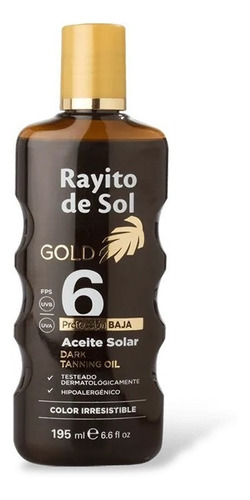 Aceite Solar Fps 6 Gold X 195 Ml Rayito De Sol