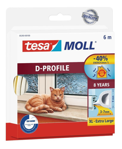 Burlete Adhes Tesa Moll D-profile- Blanco 6m. Stop Chiflete