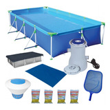 Piscina 6200l + Forro Capa Filtro Cloro Peneira Flutuador