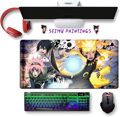 Mouse Pad Grande Naruto Anime Sakura Sasuke Kyubi 40x90cm