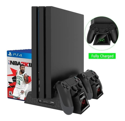 Base Vertical Cooler 3 In1 Ps4, Ps4 Slim, Ps4 Pro Carregador